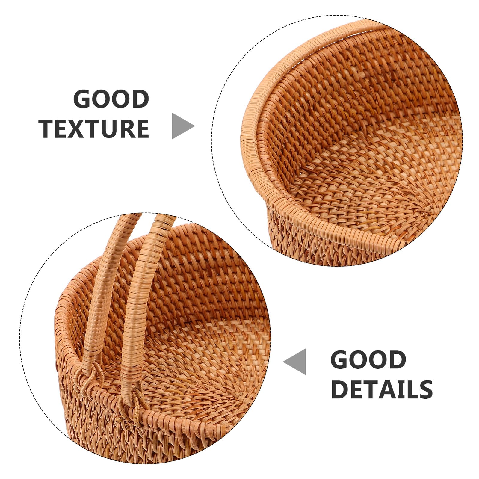 jojofuny Cesta de Ratán Tejida Mano con Asa Cesta de Almacenamiento Natural para Frutas y Picnic Resistente y Fácil de Limpiar para Organización del Hogar y Eventos al Aire