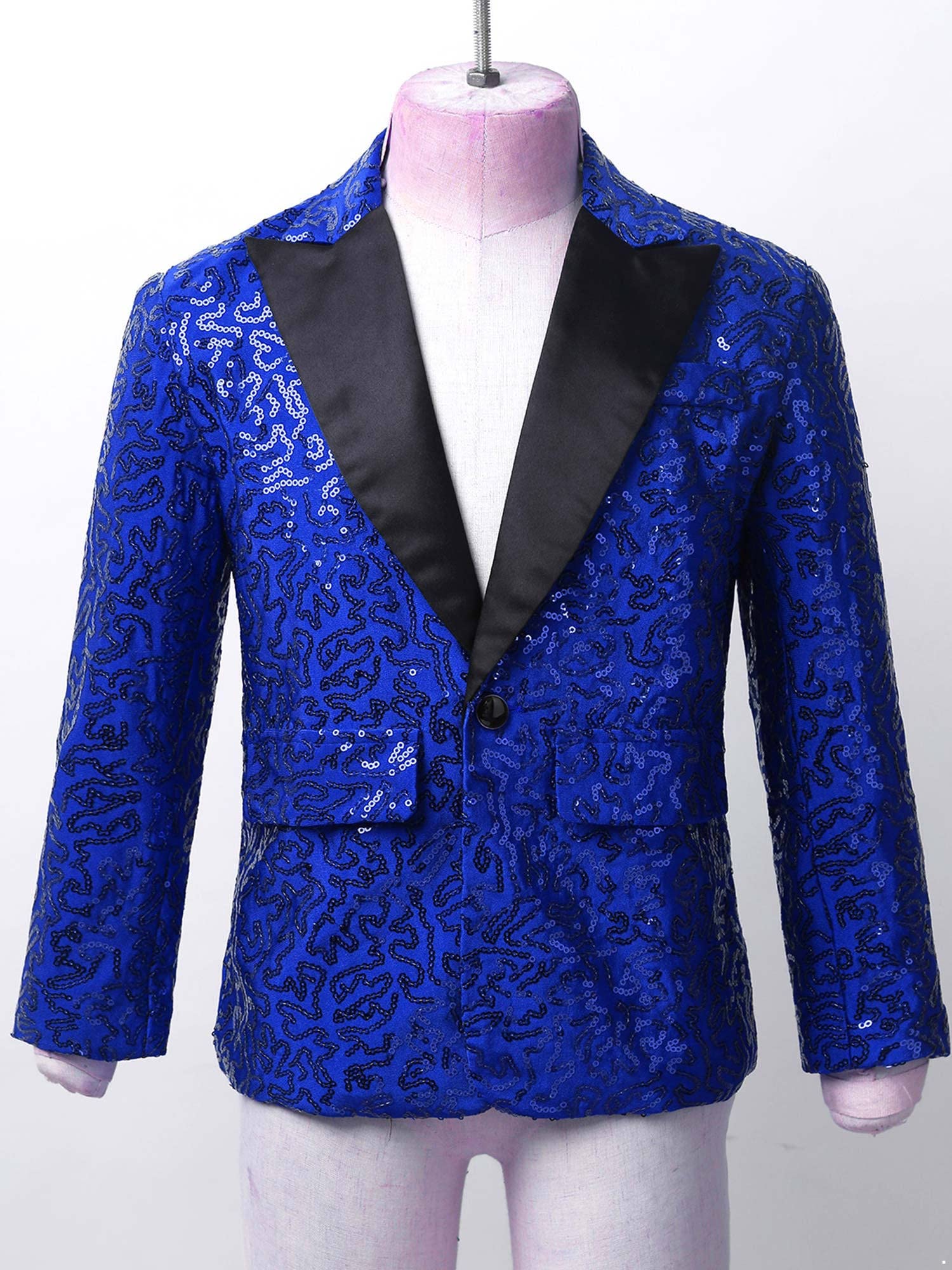 IEFIEL Chaqueta de Fiesta para Niños con Lentejuelas Rendimiento Blazer Brillante con Solapa y Sombrero Disfraz de Baile Latino Jazz Fiesta 5-16 Años