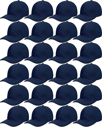 Handepo 24 Pcs Blank Baseball Caps Adjustable Back Strap Unisex Blank Design Caps Plain Unisex Hats for Men Women
