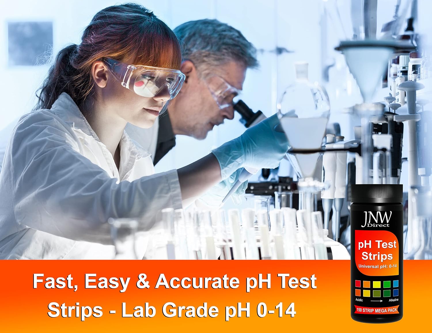 Universal pH Test Strips (0-14) - pH Tester Strips Kit with e-Book - 150 Quick and Easy pH Testing Strips - Ultimate pH Balance Test Strips Kit - 150 Strips by JNW Direct