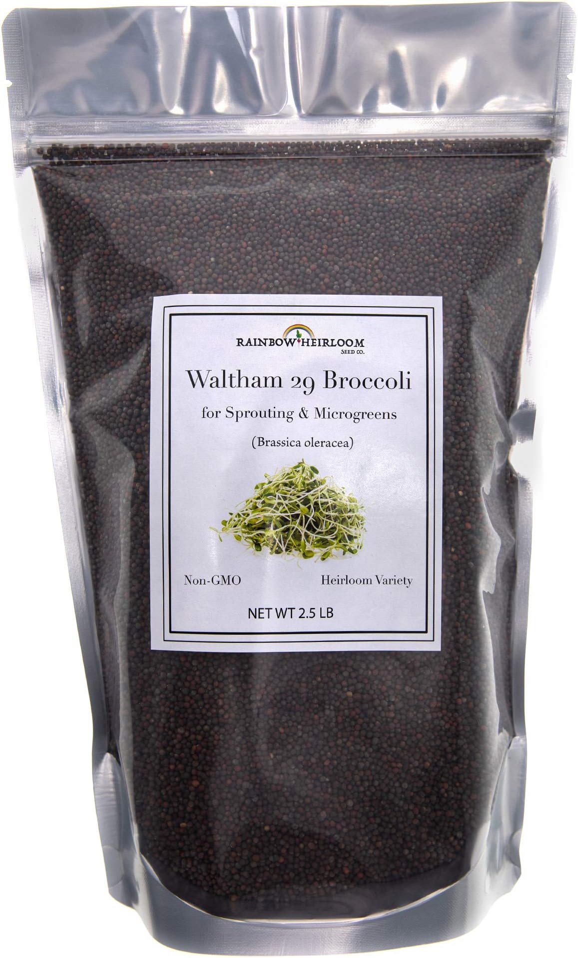 Broccoli Sprouting Seeds for Broccoli Sprouts & Microgreens | Waltham 29 Variety | Non GMO Heirloom Seeds | 2.5 LB Resealable Bag | Perfect for Sprouting Jar & Seed Tray | Rainbow Heirloom Seed Co.