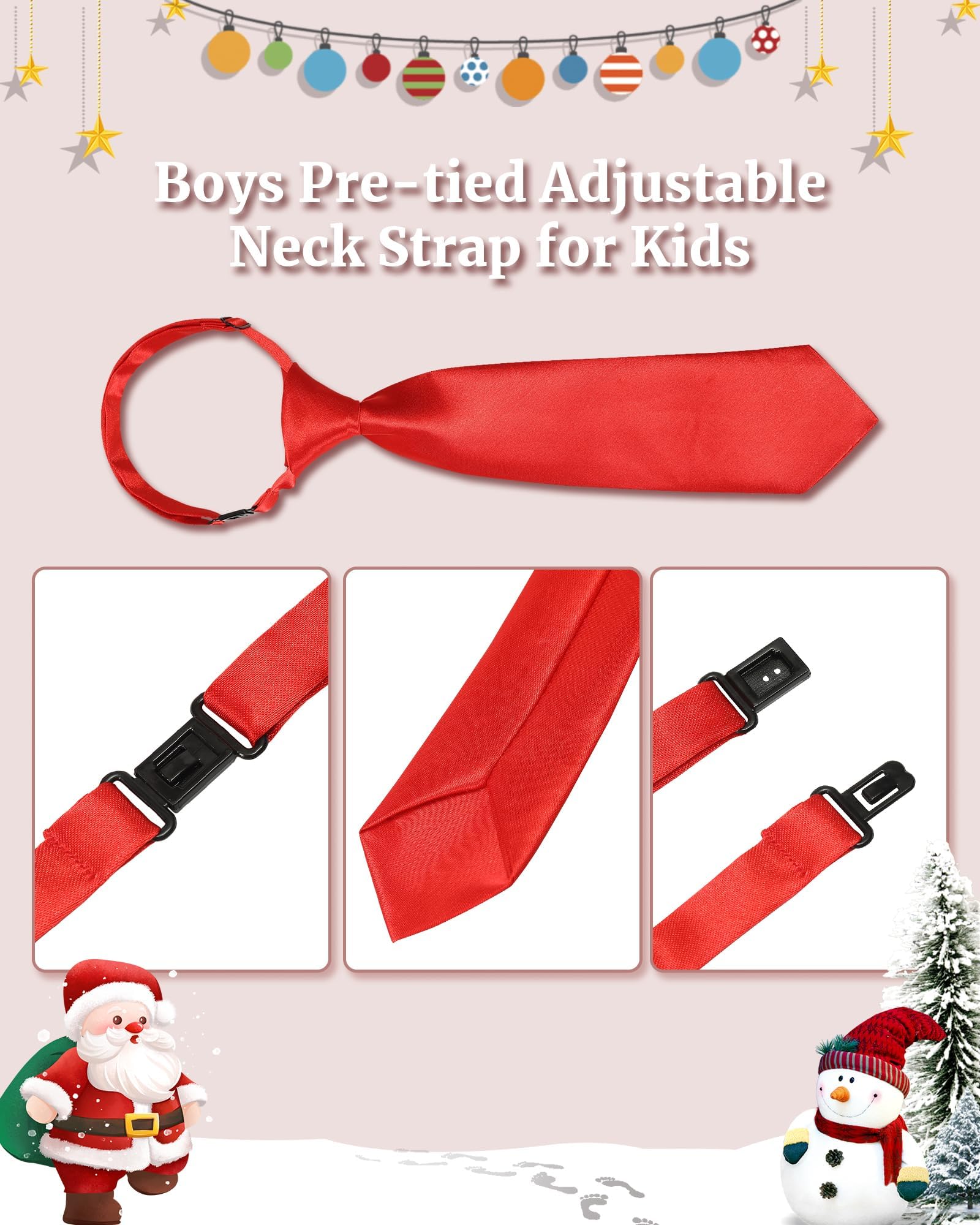 THE BOW TIE HOUSE Adjustable Satin Neck Tie for Kids | Party Wear Necktie for Boys, Toddler & Youth | Perfect for Weddings, Graduations, School Uniforms, and Party Wear | Red - 2-6 Years 4