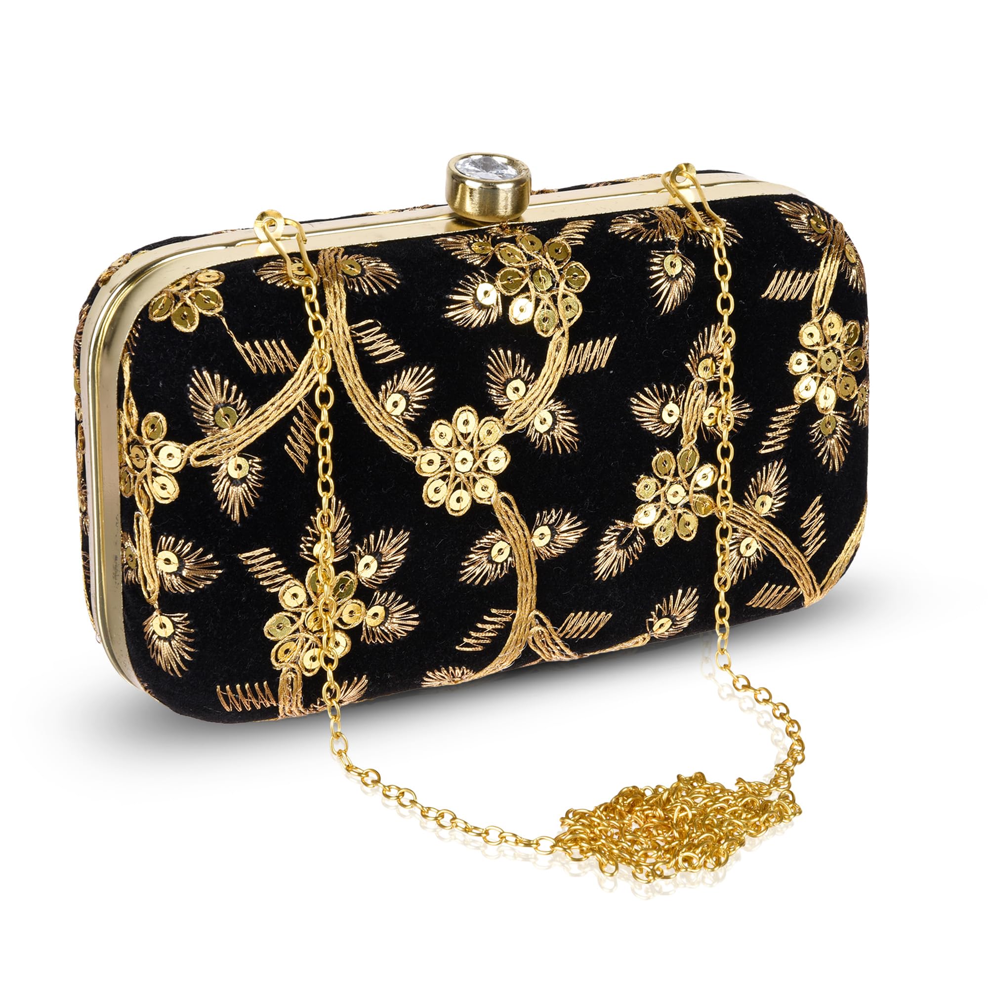 Kuber Industries Clutch Purse | Wedding Clutch | Party Hand Purse | Women?s Clutch Purse | Detachable Chain Purse | Wallet Hand Bag | Lock System Hand Bag | Black (B0CSD5FR77) Amazon Price History, Amazon Price Tracker