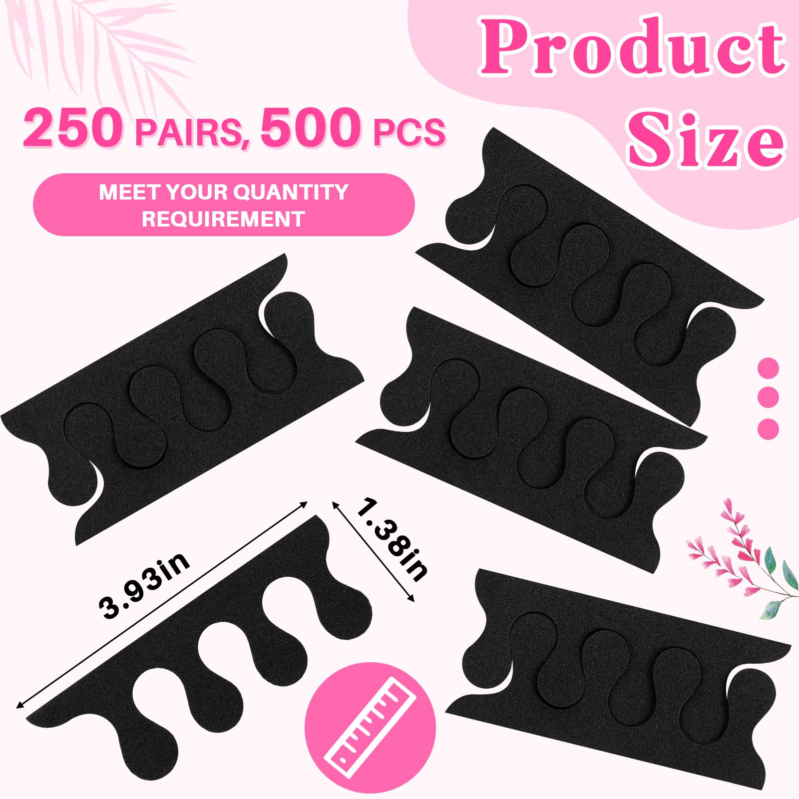 Mumufy 500 pezzi (250 paia) separatori per dita dei piedi, kit di strumenti per pedicure, distanziatori morbidi per pedicure, divaricatori per dita dei piedi, divisori per dita dei piedi, donne,
