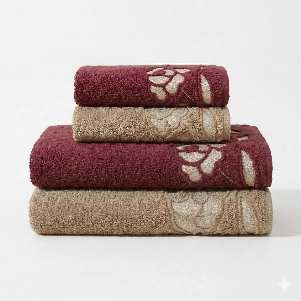 Jogo de Toalhas 4 peças Luxo 100% Algodão Banhão 500g/m² Grossa Macias, Felpudas e Alta Absorção Sarah Enxovais - 2 Banhão + 2 Rosto (Avelã - Rubi)