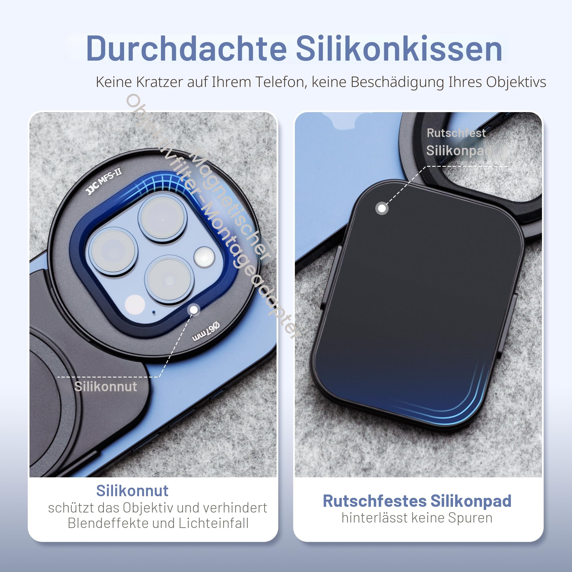 JJC 67mm Magnetischer Handy Filter Halterung Adapter für iPhone 17, 17 Pro Max/Pro/Plus, 16, 16 Pro Max/Pro/Plus, 15, 15 Pro Max/Pro/Plus, 14, 14 Pro Max/Pro/Plus, Magnetisch Filter Clip