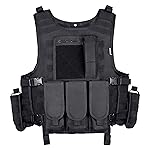 MGFLASHFORCE Tactical Airsoft Vest Adjustable Modular Paintball Vest (Black)