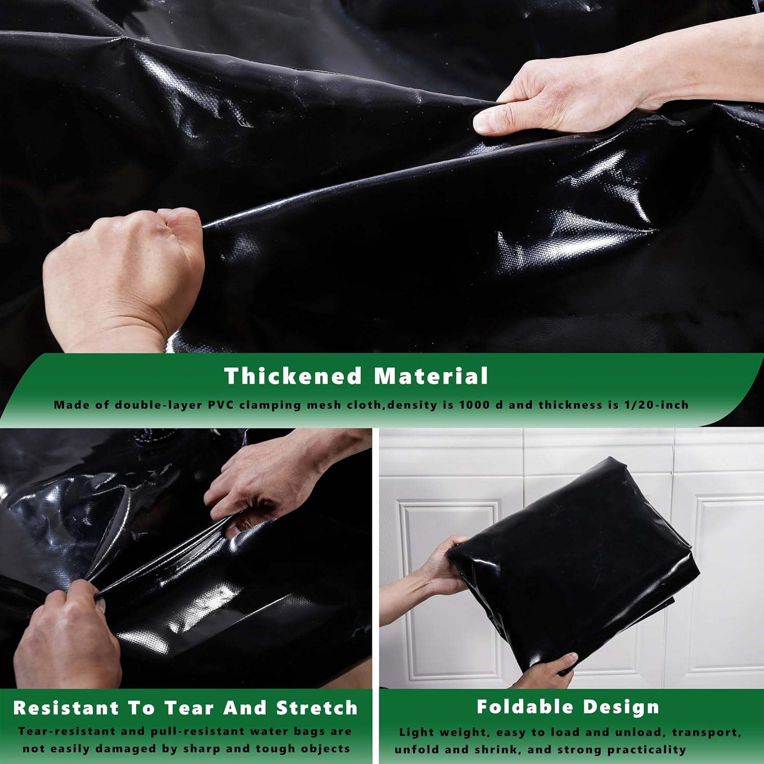 4000 L/1000 gal Water Bladder Storage Containers, Foldable Portable Water Tank Large Capacity Soft Water Bag, Drought Resistance, Fire Prevention, Emergency Water