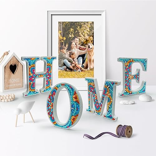 Miniatura 5 de YOYA Letras de arte de diamante 5D de 6 pulgadas para decoración de pared, calcomanías de pintura de diamante de taladro completo para adultos,