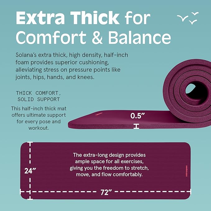 For ease of transport and storage, the Solana Yoga Mat comes with a nylon strap. This addition makes it convenient to roll up the mat and carry it to and from classes or outdoor workout sessions. Overall, this mat integrates comfort, durability, and practicality, catering to a wide range of fitness needs and preferences.
