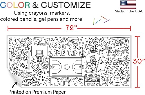 Vista 102 de Tiny Expressions Cartel gigante para colorear para niños, enrollado, sin arrugas, mantel para colorear para actividades infantiles, camión de Cartel