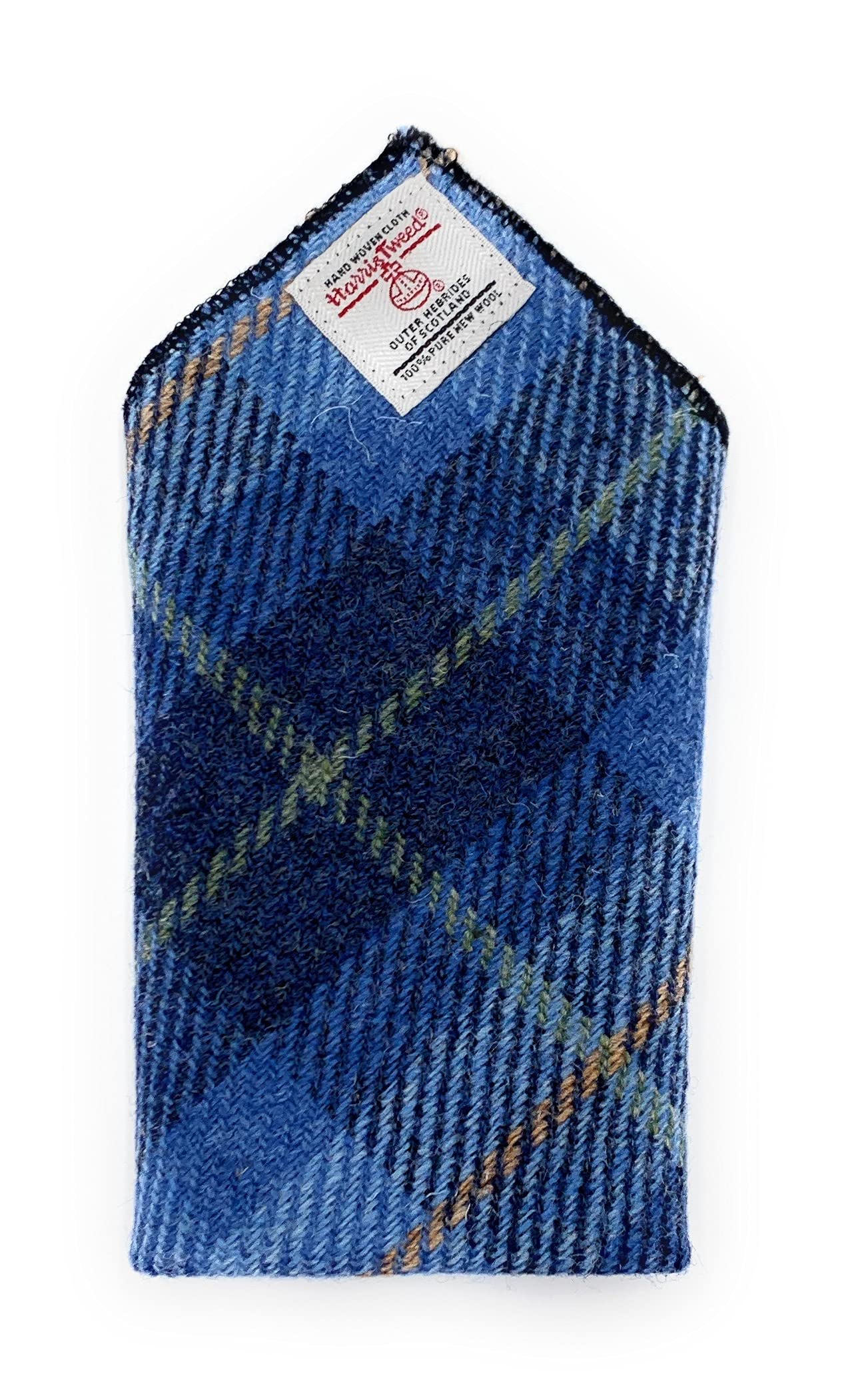Tartan Tweeds Harris Tweed Handmade Pocket Square Handkerchief (Blue Check)