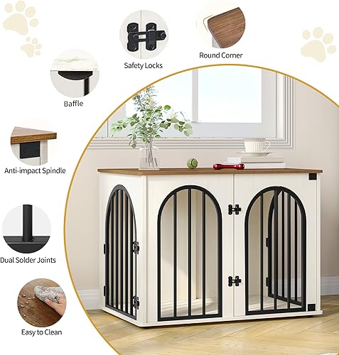 Miniatura 7 de Muebles de madera para perros de 31.5 pulgadas, jaula de interior para perros pequeñosmedianos, jaulas resistentes decorativas para casa de