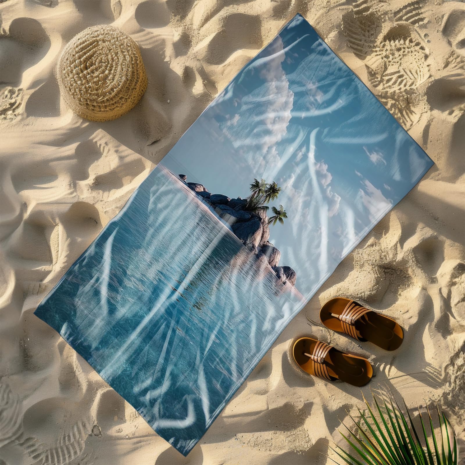 Generisch Toalla Playa Grande 100X200 Azul Mar Cielo XXL Secado Rrápido Toalla Manta de Playa para Mujer Deportes Viajes Sauna Y Piscina