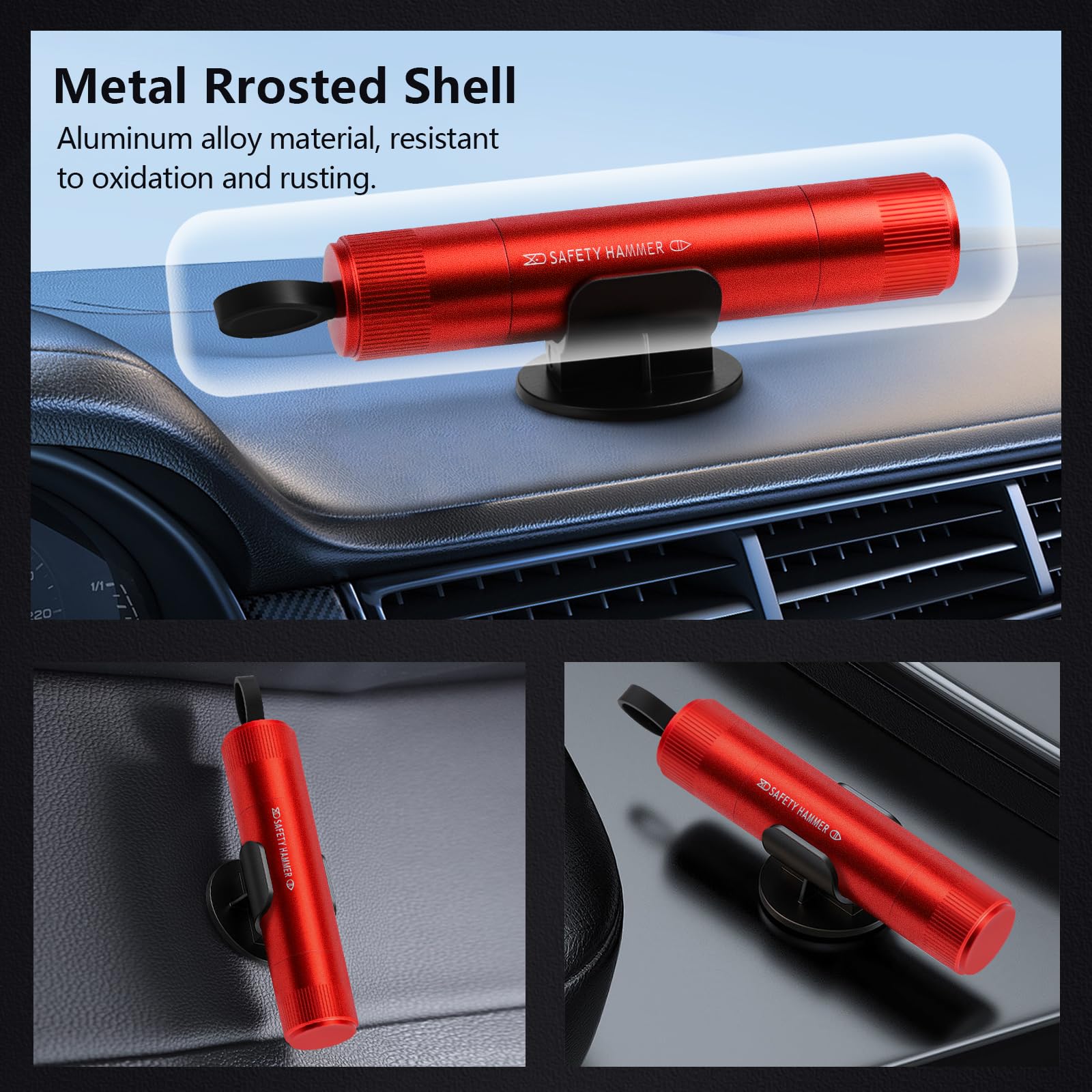 MOXYOY 2-Pack Car Escape Tool, 2-in-1 Window Breaker and Seat Belt Cutter with Holders, Emergency Car Safety Hammer for Vehicle Emergency Kits, Red — view 7