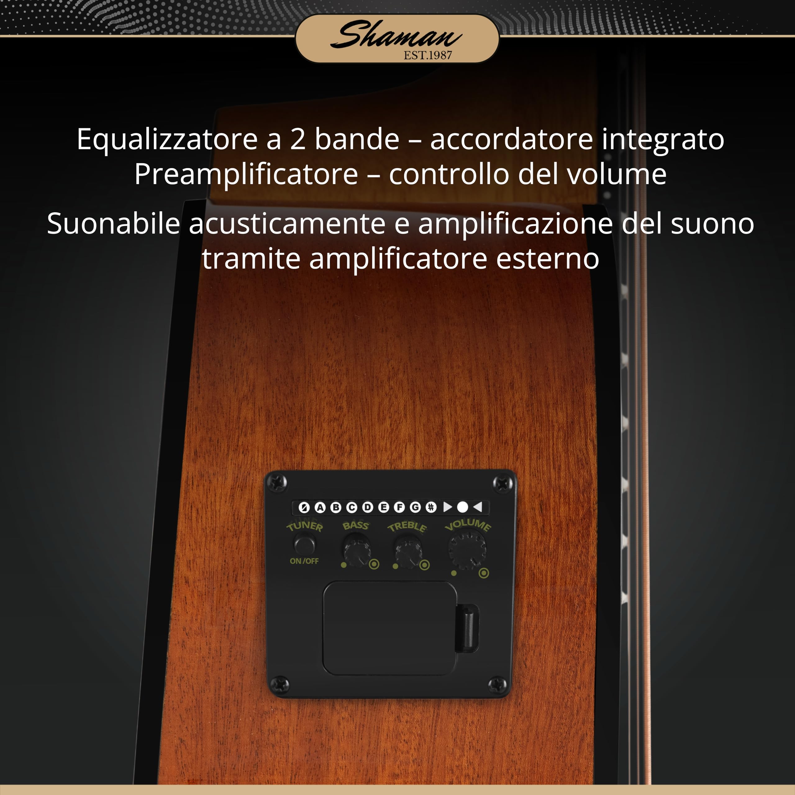 Shaman AB4-50CE-NT Basso Acustico Naturale, Generale, Modello: AB4-50CE-NT | Peso: 2, 8 kg, Numero di corde: 4, Orientamento: Destrimano, Corpo, Forma del corpo: Jumbo con cutaway, Tavola: Abete, Manico