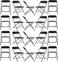 Vista 16 de BTEXPERT Juego de 10 sillas plegables de plástico negro, marco de acero, silla comercial de alta capacidad para eventos, juego ligero para oficina
