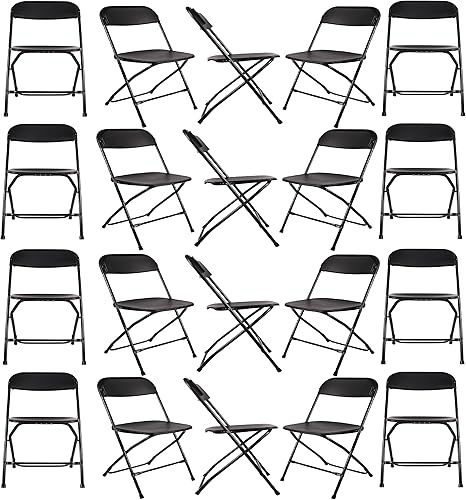 Miniatura 16 de BTEXPERT Juego de 10 sillas plegables de plástico negro, marco de acero, silla comercial de alta capacidad para eventos, juego ligero para oficina
