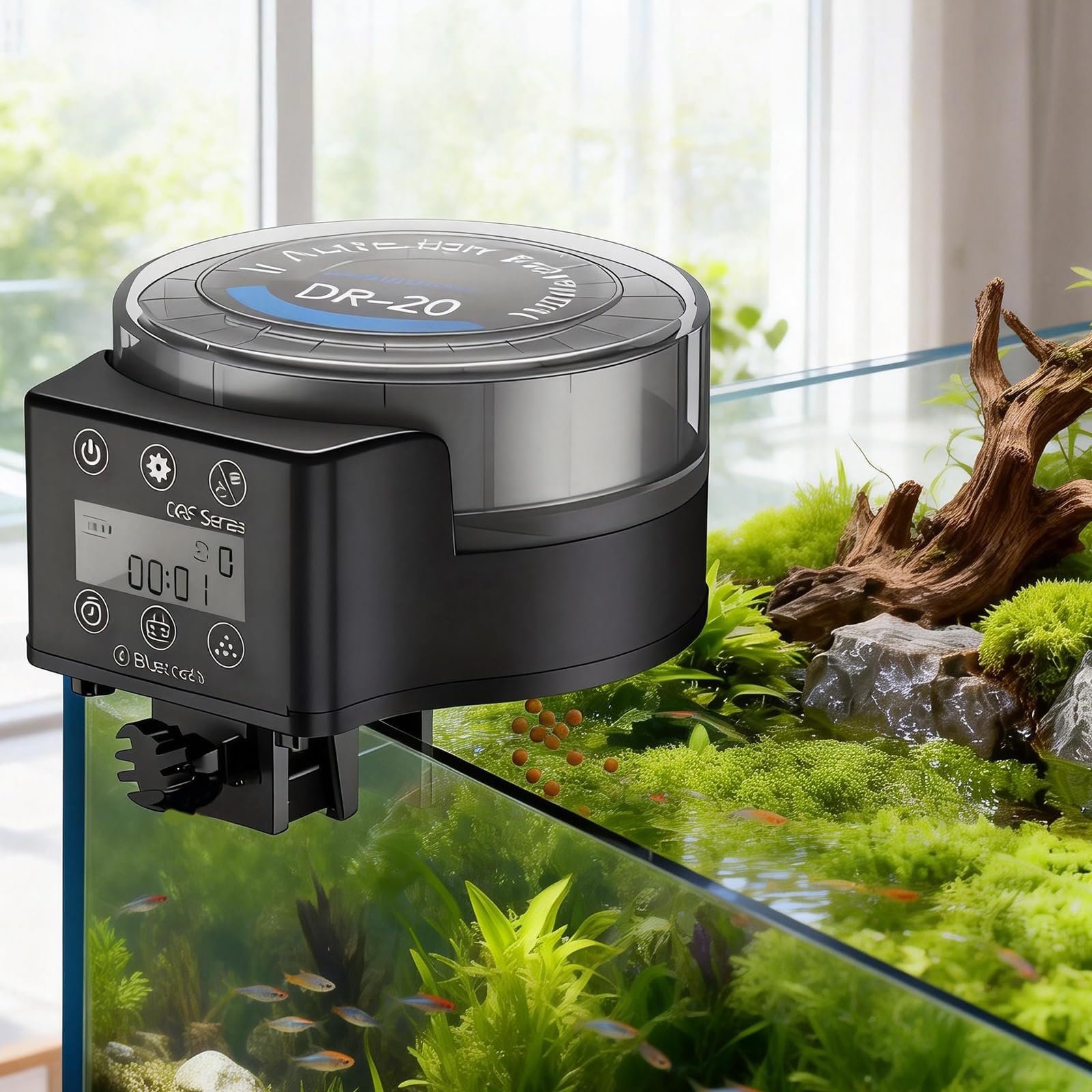 Distributeur Automatique de Nourriture pour Aquarium, Distributeur Automatique de Nourriture pour Poisson avec minuteur 140ML, 6 Modes, Distributeur Automatique Nourriture pour Aquarium avec câble
