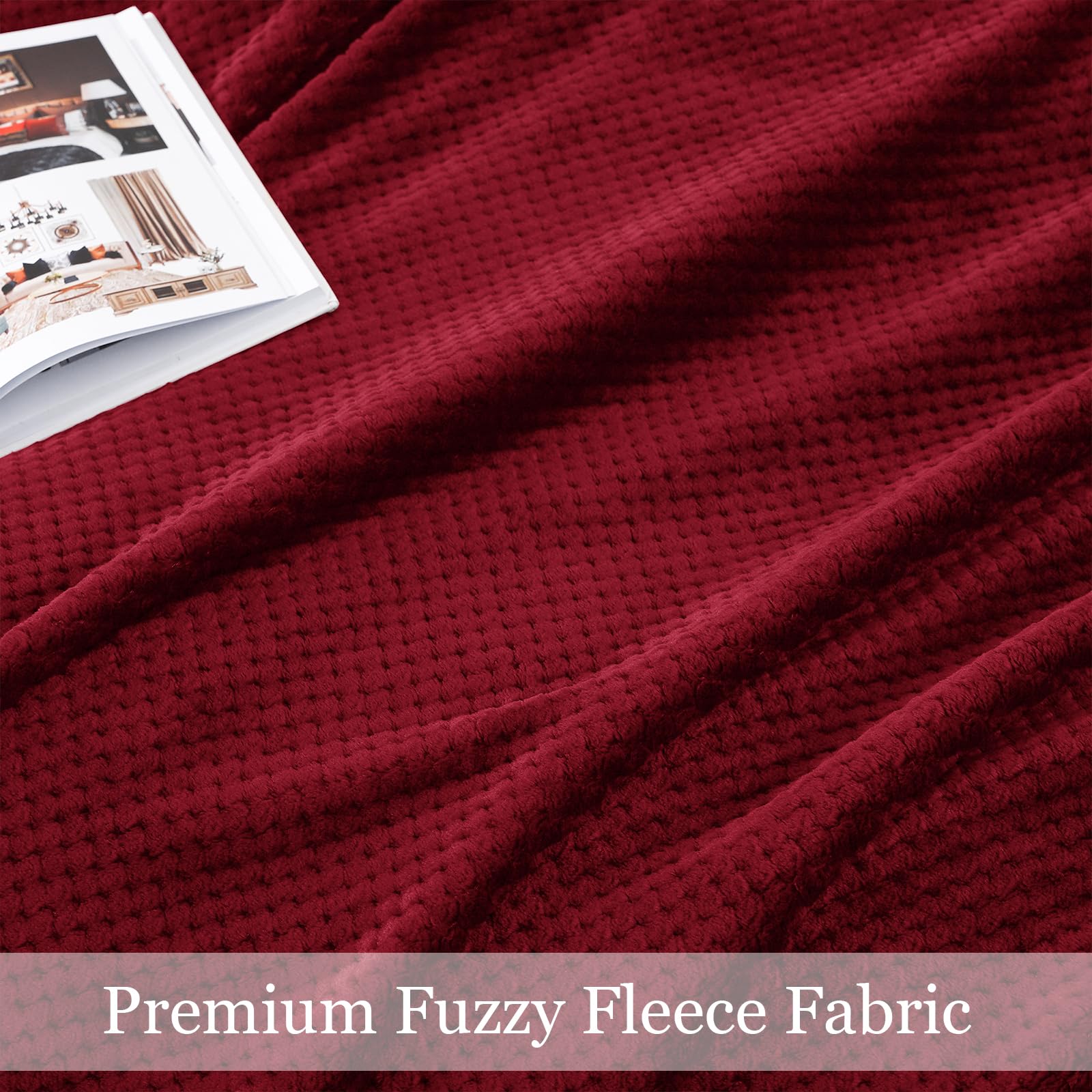 Plaid Couverture Polaire, Jeté de Canapé en Flanelle, Bordeaux 220 x 240 cm, Couverture de Lit Doux et Chaud pour Toutes Les Saisons