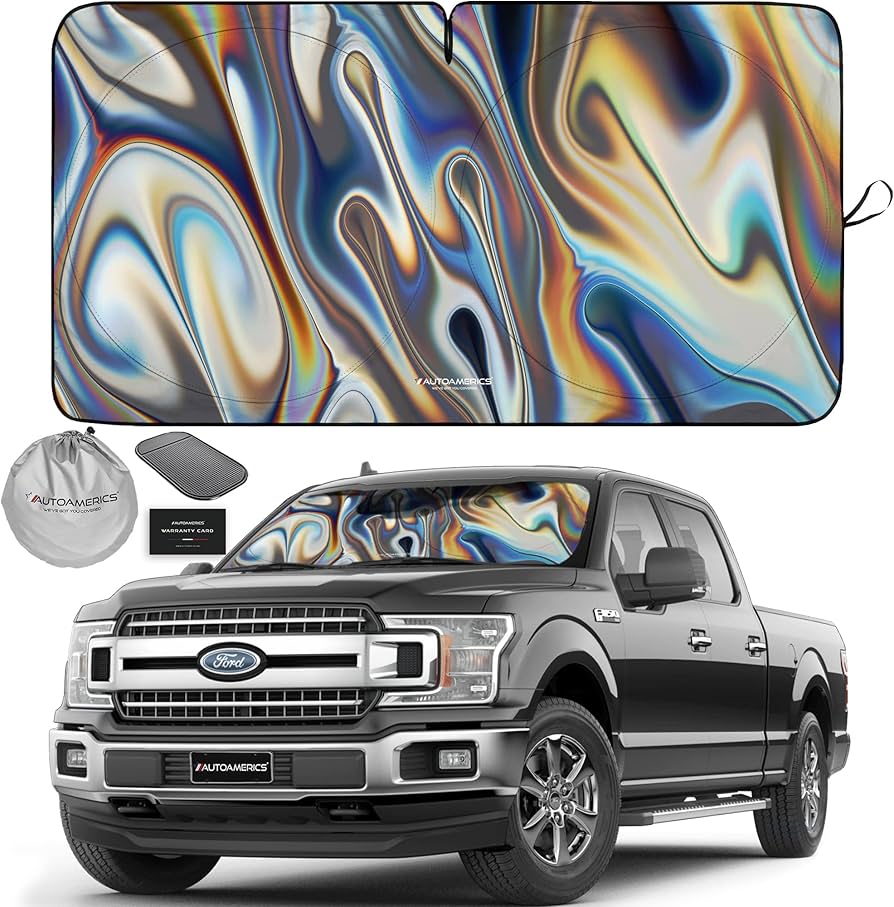 Autoamerics Windshield Sun Shade - Large (64"x33.5") Reflective UV Blocker For Cars/SUVs