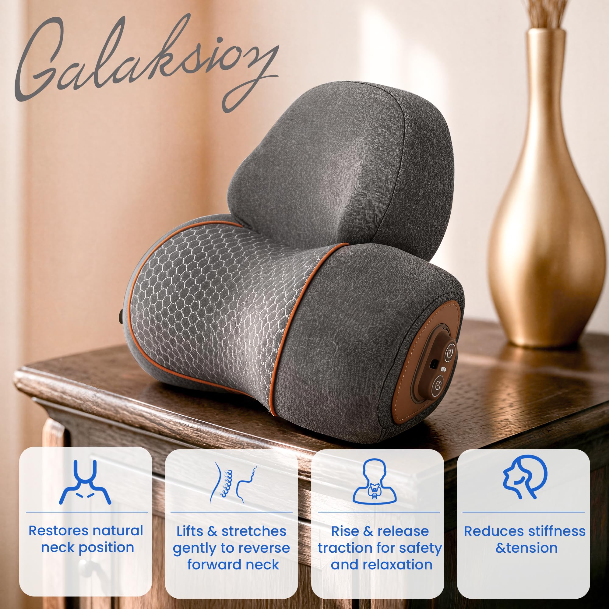 TheraPillow Original Almohada masajeadora de cuello 3 en 1 con calor y tracción suave inalámbrica