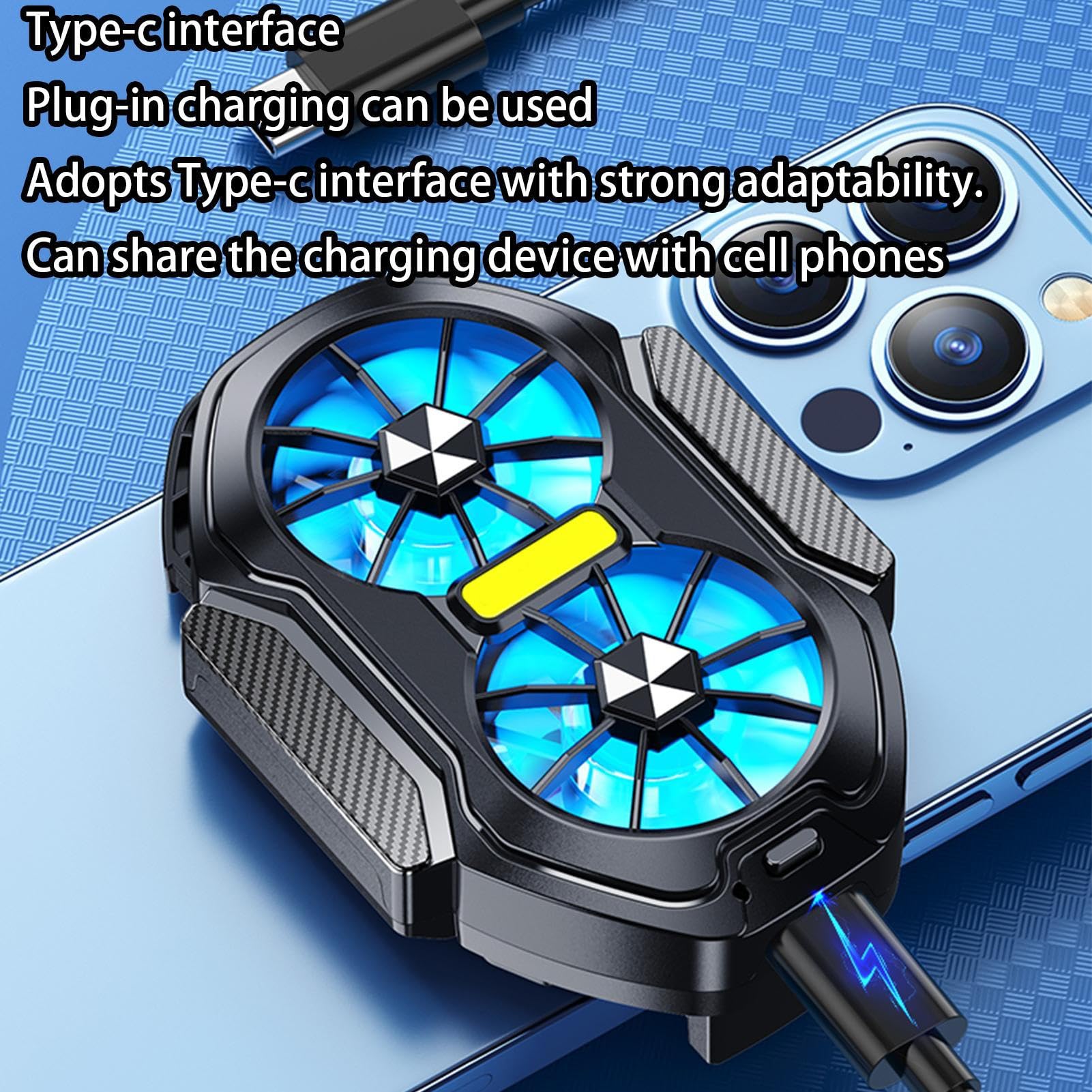 Mobile Cooler Ventola Per Telefono | Doppia Ventola E Batteria Integrata 600mAh | Raffreddamento Rapido Per Gaming E Vlog