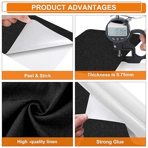 Miniatura 4 de Cinta de reparación de tela, parche de reparación de tela de 23.6 x 60 pulgadas, parches de tela de lona autoadhesivos, parches de tela de lino para