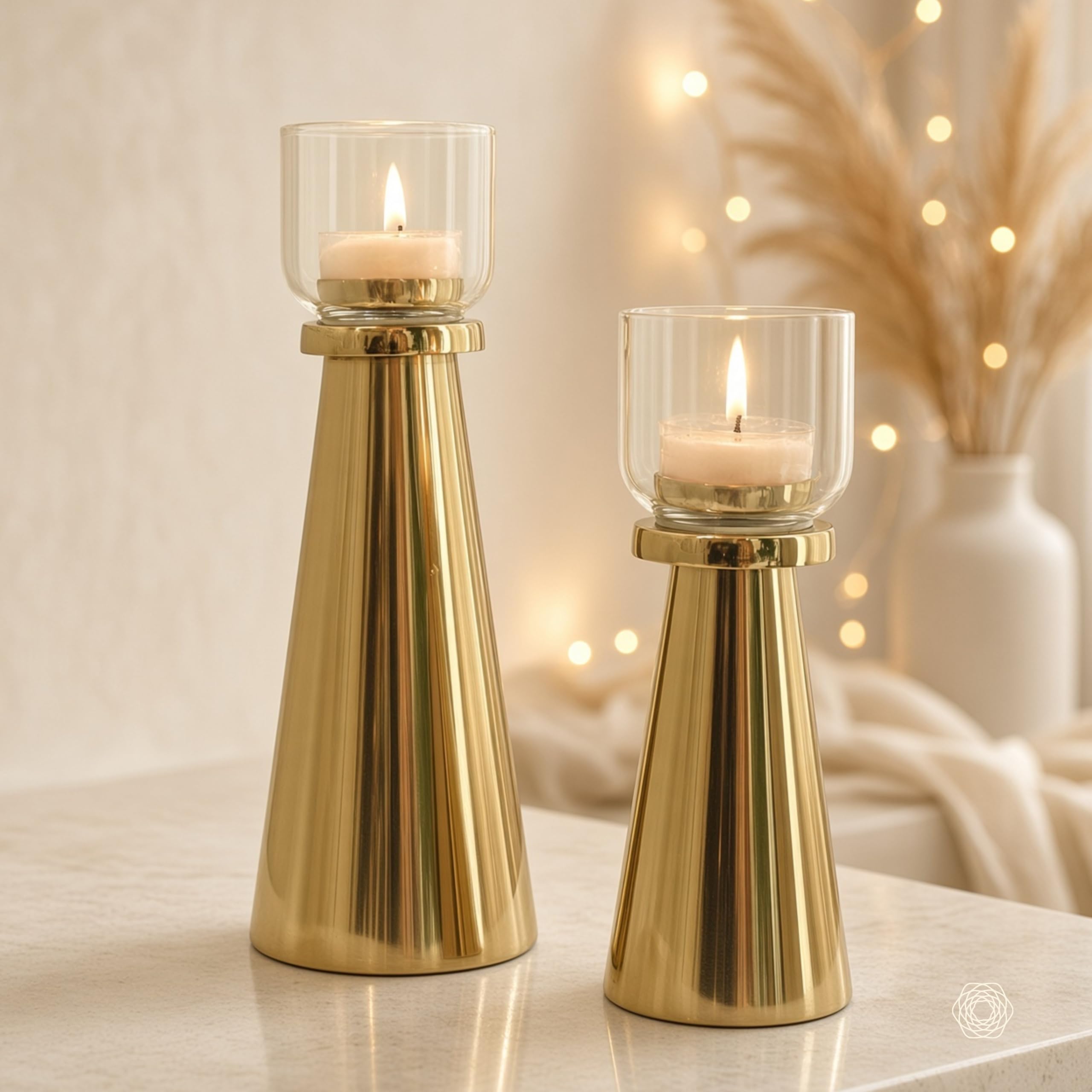 Behoma Metal Pillar Candle Holders - Set of 2 -13 Behoma Metal Pillar Candle Holders - Set of 2 -13