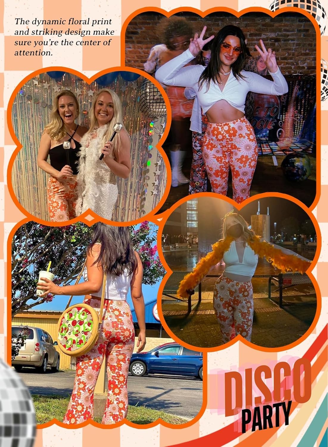 70s Flare Pants for Women - EDC Rave Festival Outfit High Waist Bell Bottom Boho Cute Groovy Disco Trousers - Image 7