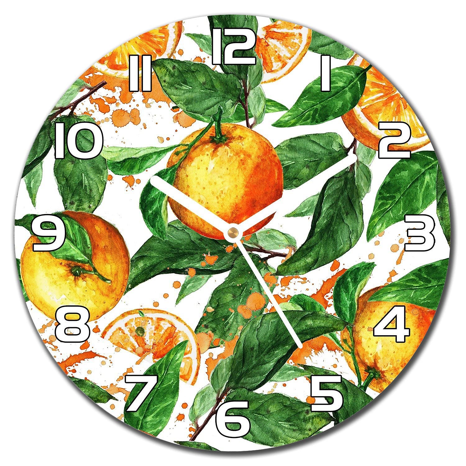 Horloge en verre moderne 30 cm Les Oranges Part pour décoration cuisine