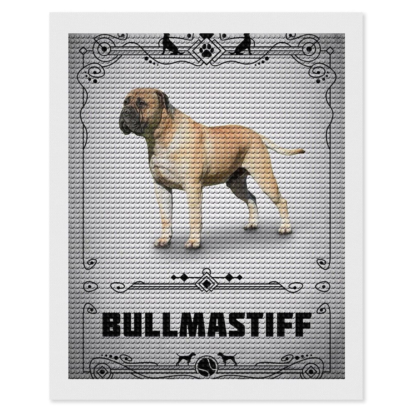 Junmoney Bullmastiff Diamond Painting Canvas Set 16"x20", for Beginners, Complete Accessories, Christmas Gift, Modern Decor