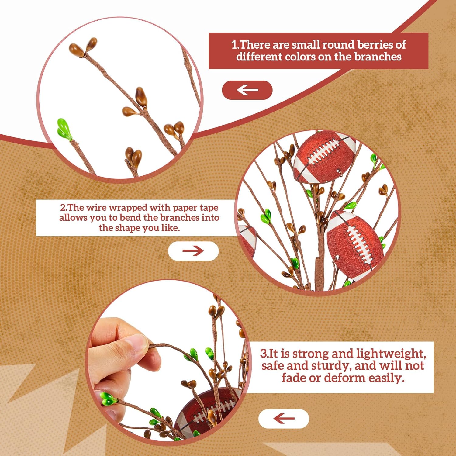 XunYee 6 Pcs Football Party Decorations Football Centerpieces Sticks for Table Sport Rugby Birthday Toppers for Game Day Babyshower Decor Sport Artificial Flowers Birthday Party Supplies