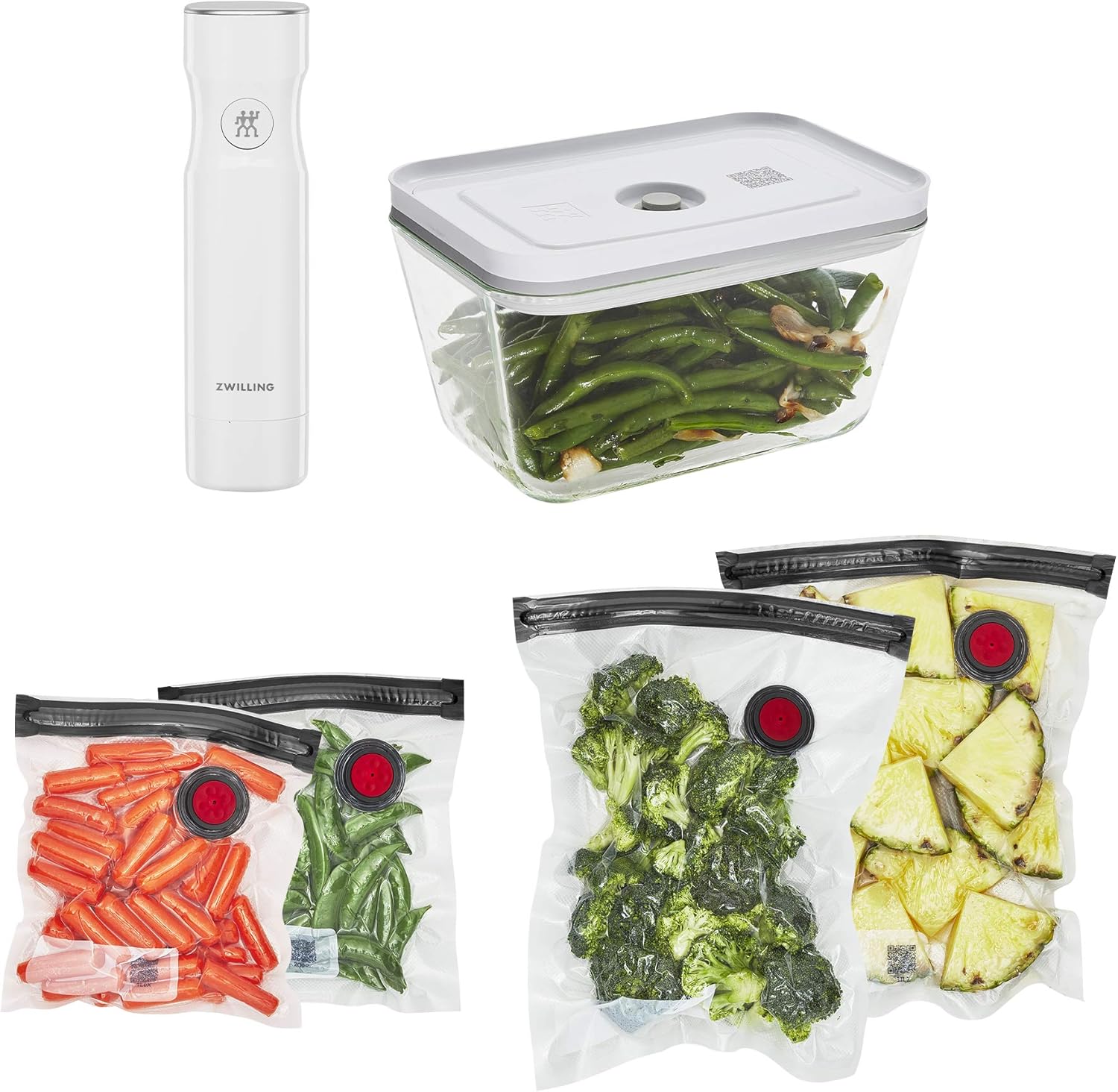 ZWILLING Fresh & Save Vacuum Sealer Machine Starter Set, Glass 6-piece BPA Free, Meal Prep, Sous Vide : Everything Else