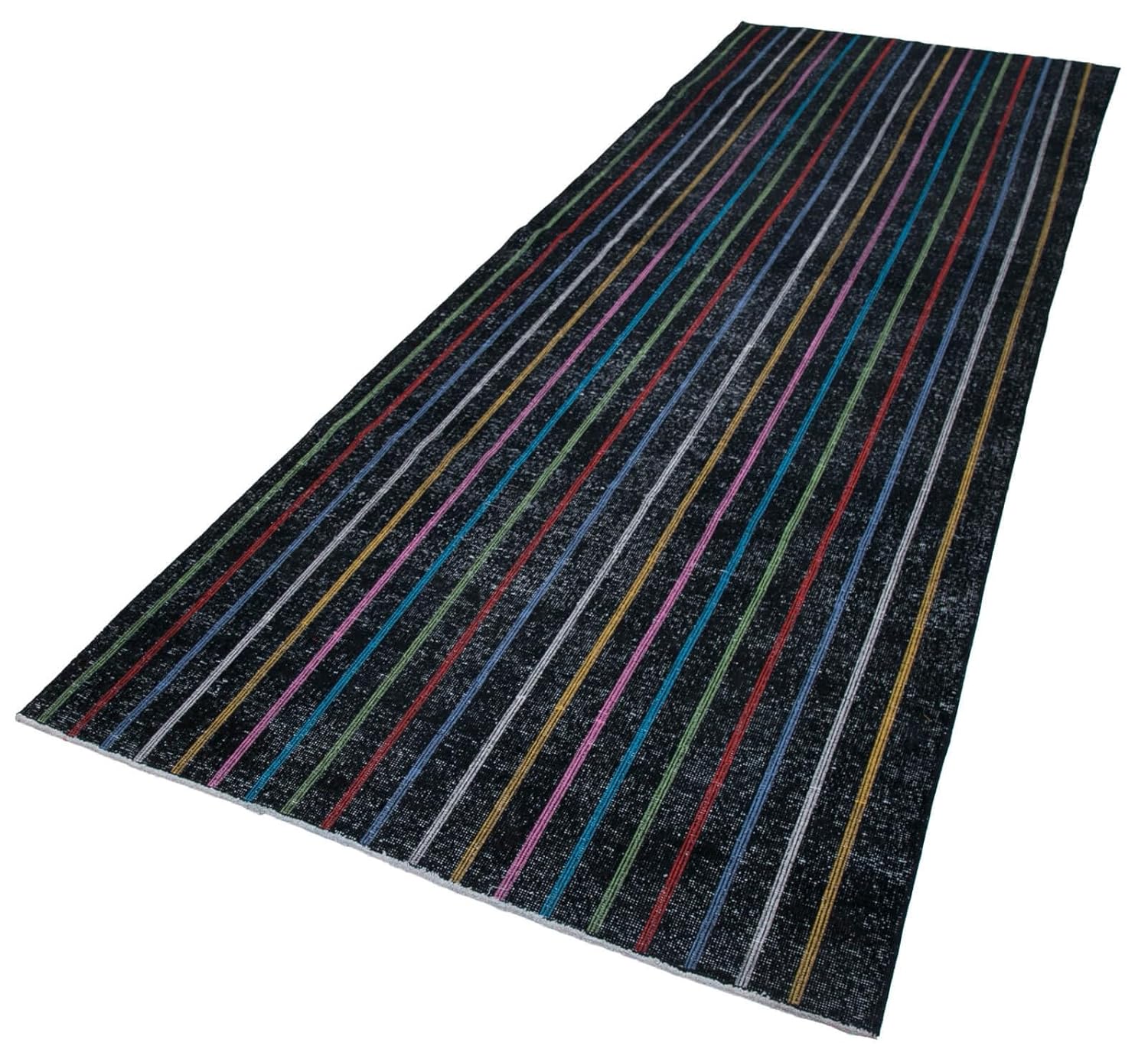 48 x 131 - 141 x 398 Cm Geometric Carpet Black Geometric Bohemian Wool Cotton Handmade Handknotted Vintage