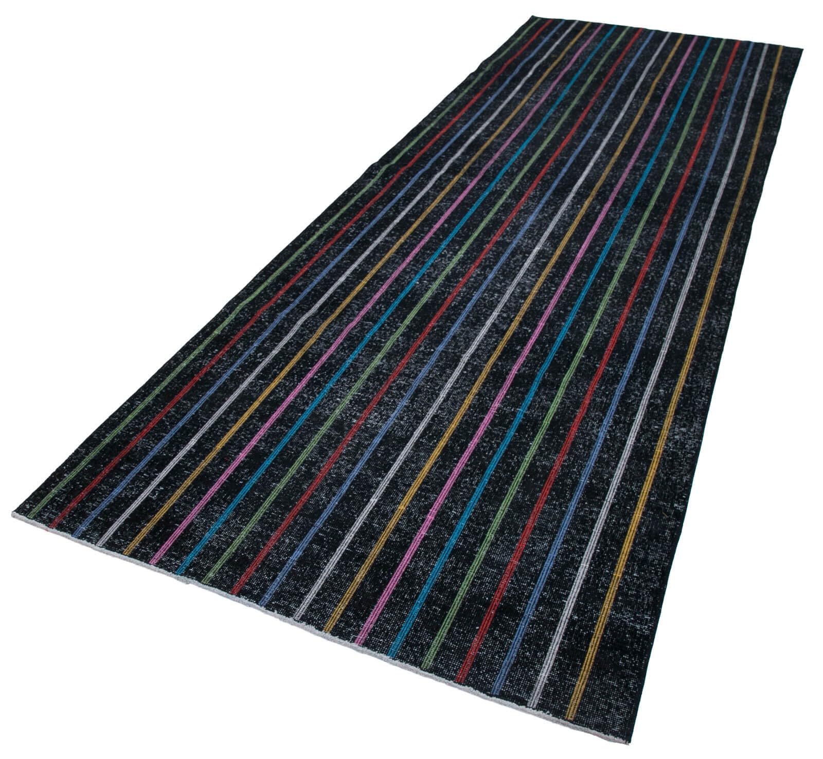 48 x 131 - 141 x 398 Cm Geometric Carpet Black Geometric Bohemian Wool Cotton Handmade Handknotted Vintage