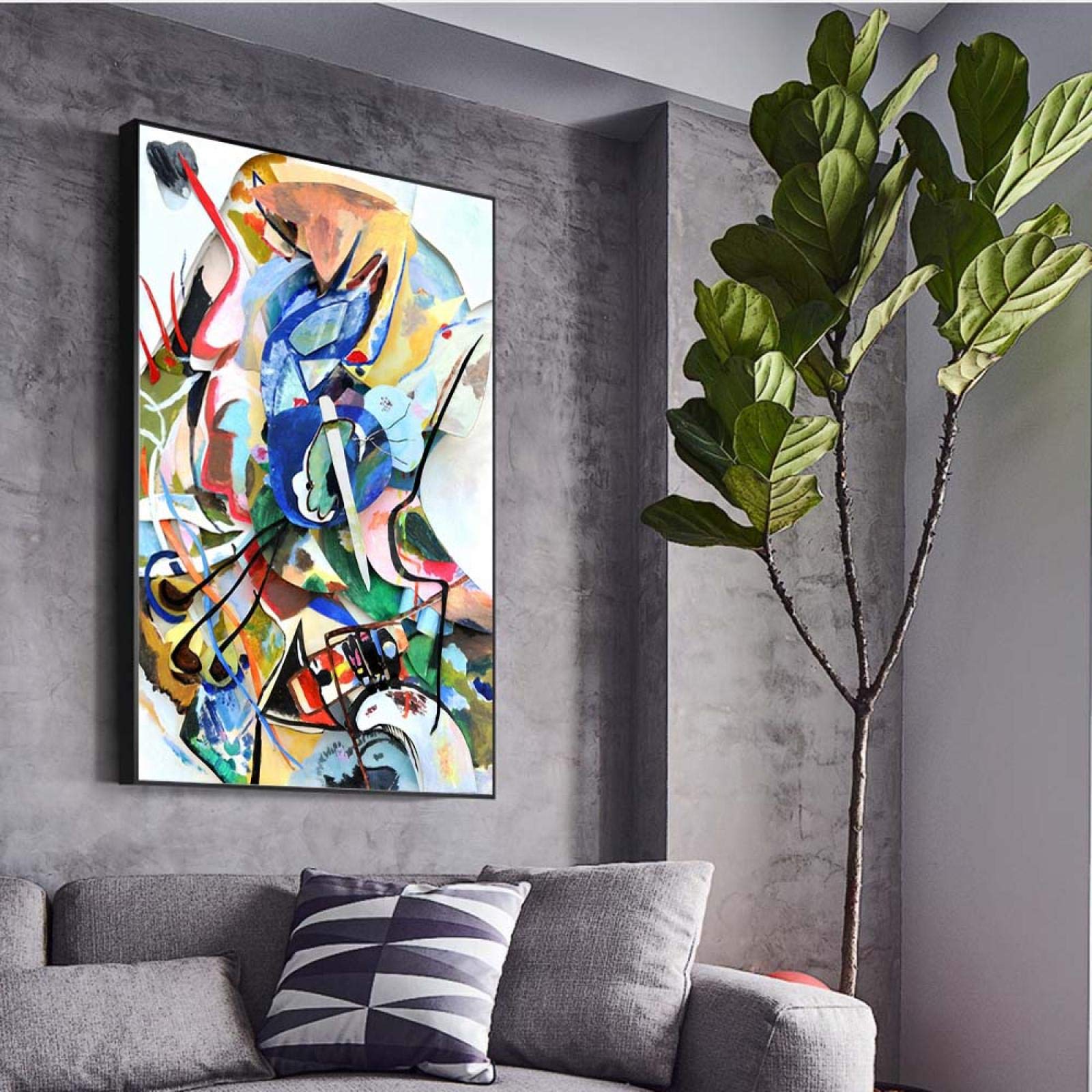 Arte astratta Astratto Linea Colorata Famosi Canvas Poster e stampe Nota musicale Wall Art Immagini per Farmhouse Decor 91x70cm innerframe