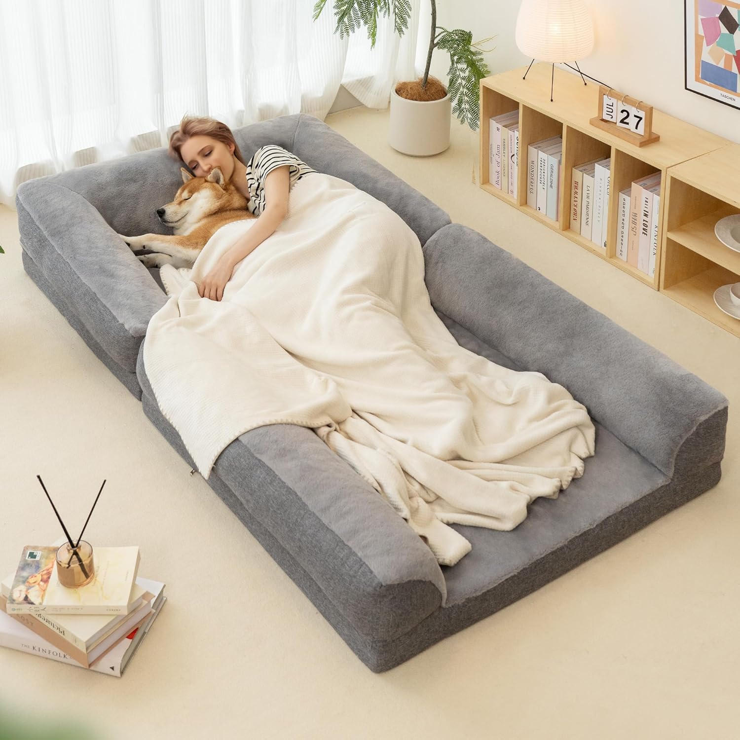 MEWOOFUN Human Dog Bed, 71'' x 39'' x 11'' Dualuse Large