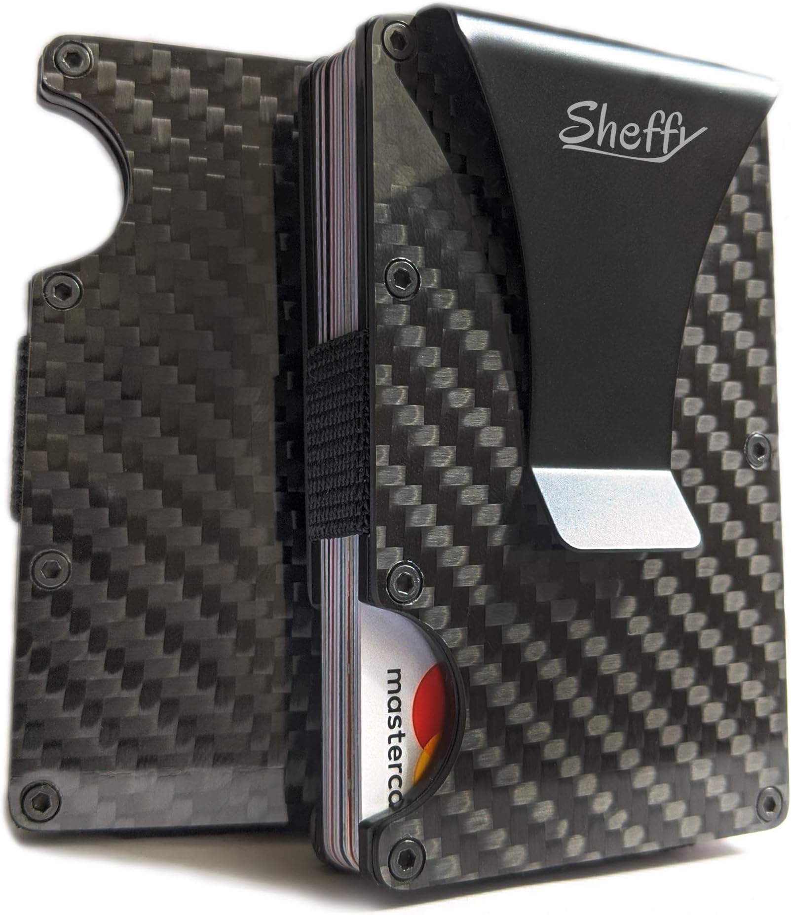 Minimalist Carbon Fiber Wallet - Money Clip - Metal Slim Card Holder Wallets for Men - RFID Blocking Wallet Up to 12 Cards