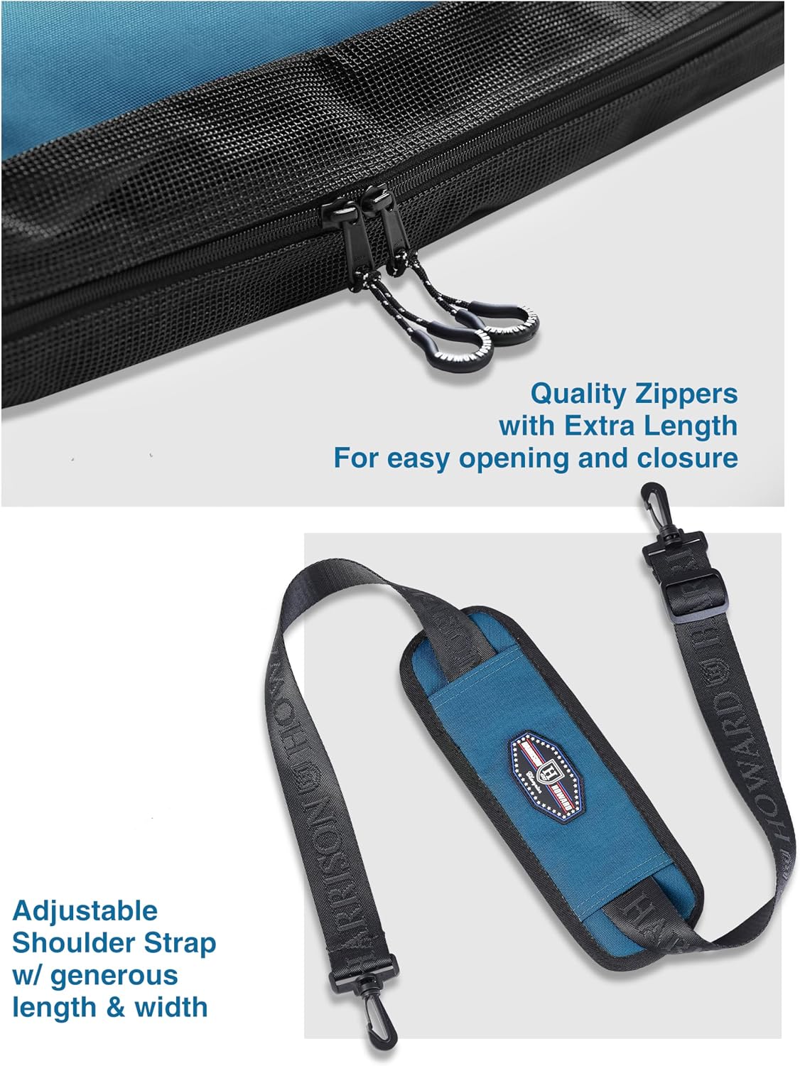 Harrison Howard Western Saddle Pad Carrier - Holds Multiple Pads With Vented Sides - English or Western Tack Bag - Blue