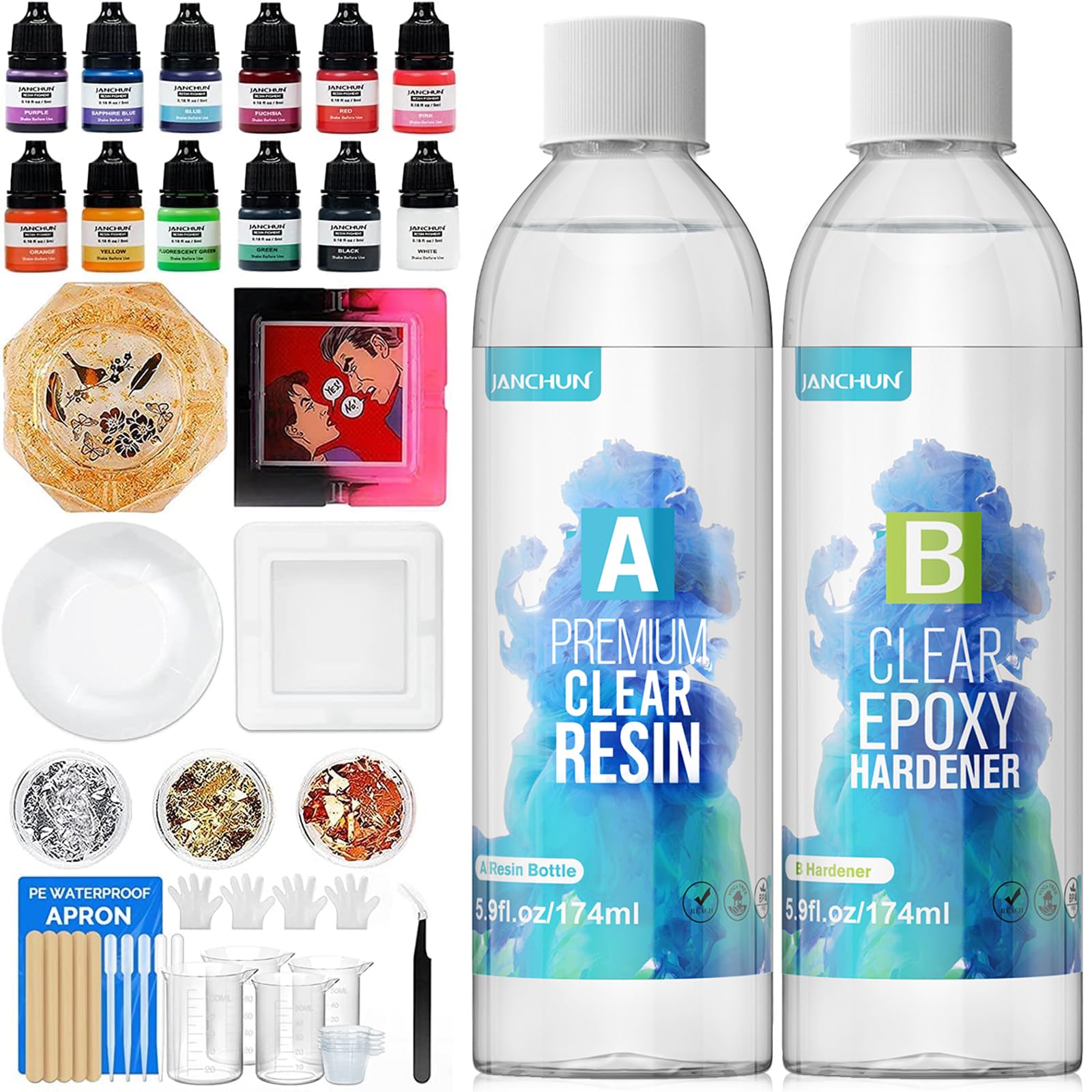 Buy Epoxy Resin Kits for Beginners 50 Pcs, 348ml Crystal Clear Resins