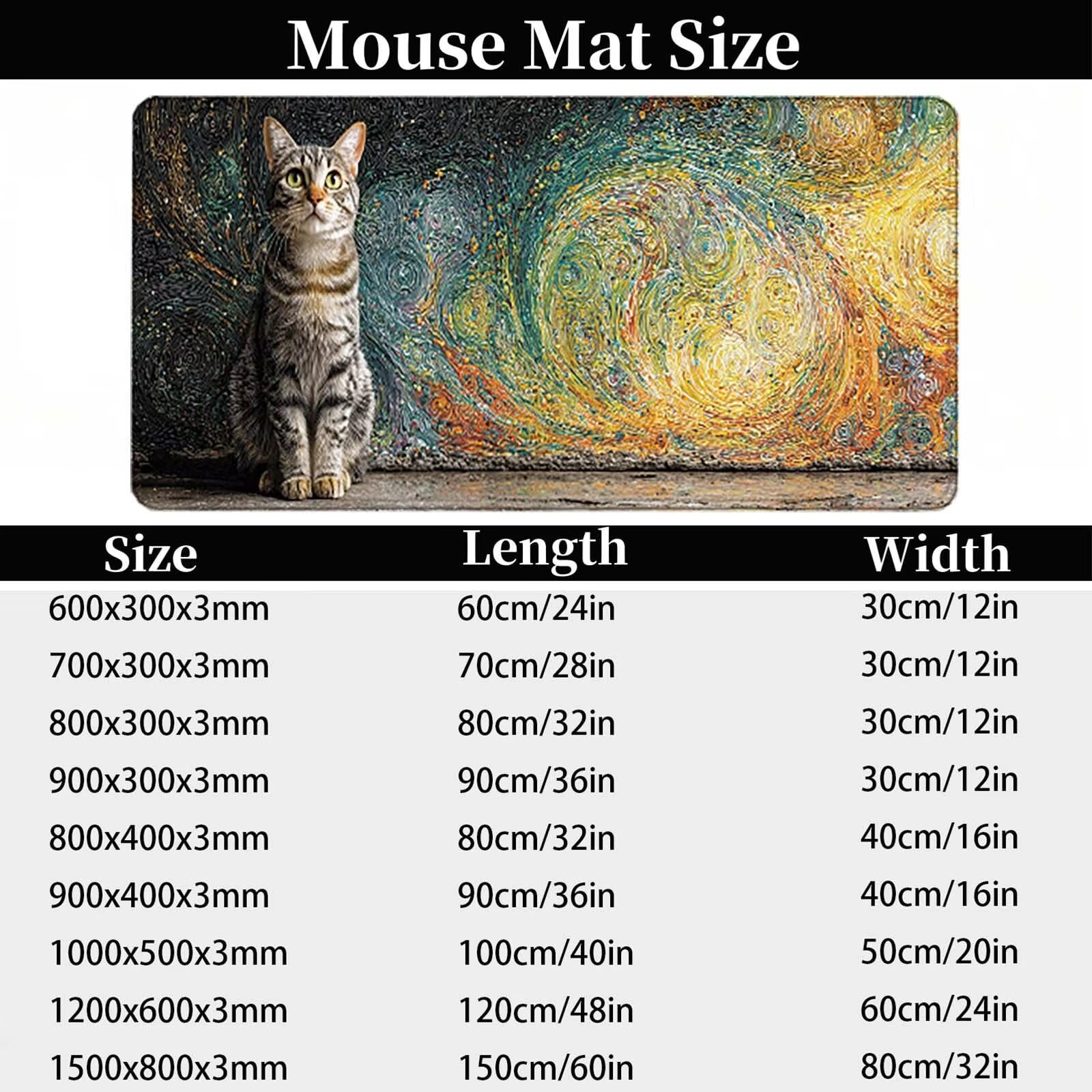 Podkładka pod mysz XXL 1500 x 800 mm, wodoodporna biała podkładka pod mysz z motywem kota akcesoria do gier 3MM szyte krawędzie antypoślizgowa gumowa podstawa powierzchnia do biura/domu, gracz