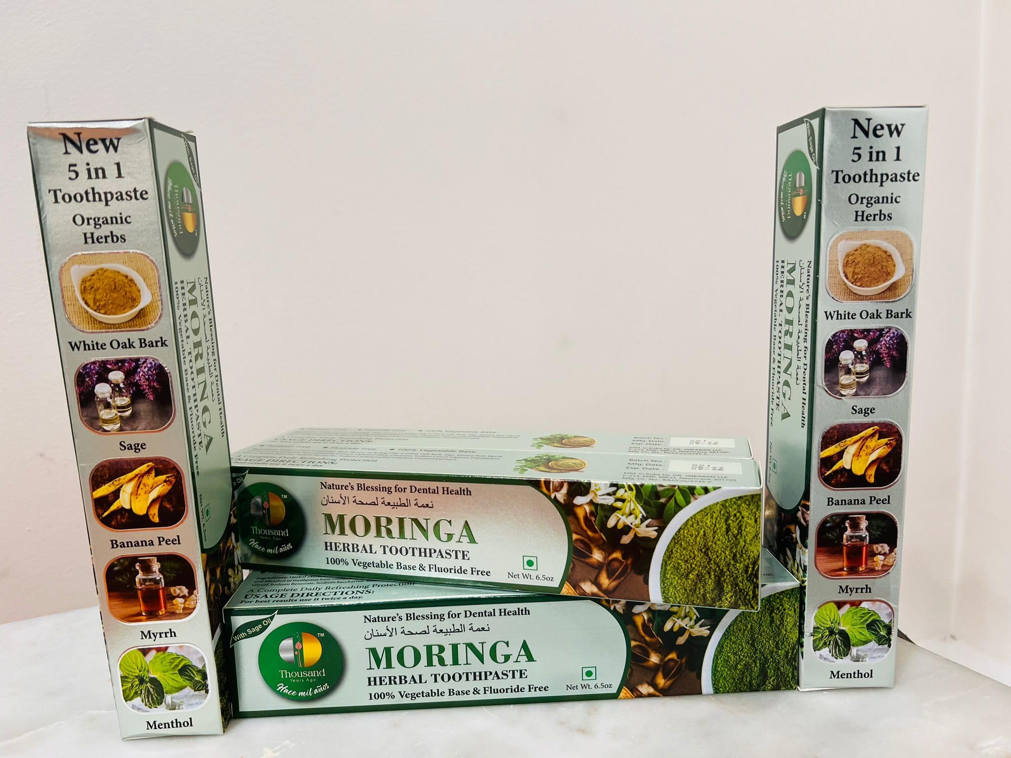 Moringa Nature's Blessing Fluoride Free Toothpaste New 5 in 1 Formula 6 Pack