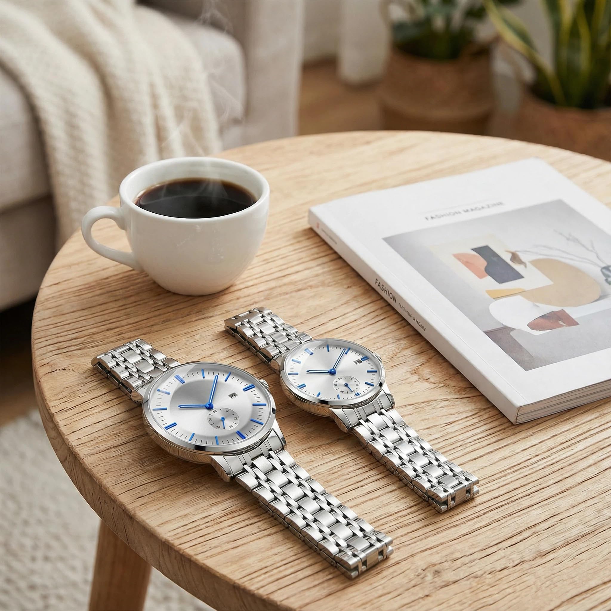 Wasserdichte Armbanduhr für Paare, Uhren, Armbänder, Damen und Herren, mit Armband aus Edelstahl und Datumsanzeige
