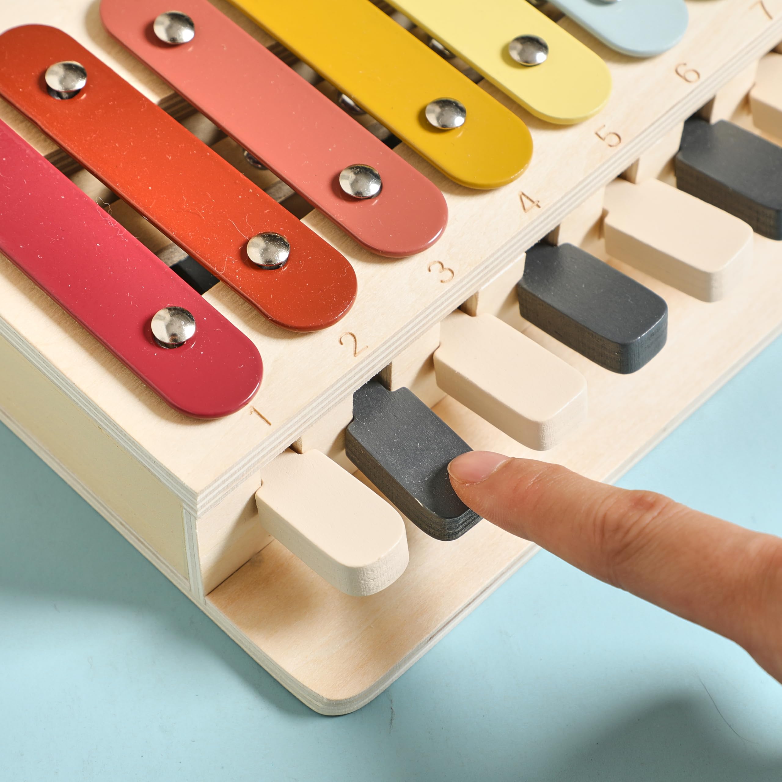 let's make Kinder Xylophon und Klavier in Einem, Glockenspiel Holzspielzeug, Baby Musikinstrumente ab 1 Jahr, Pädagogische Spielzeug mit 8 Tönen, Musikinstrumente für Kinder ab 1 Jahr