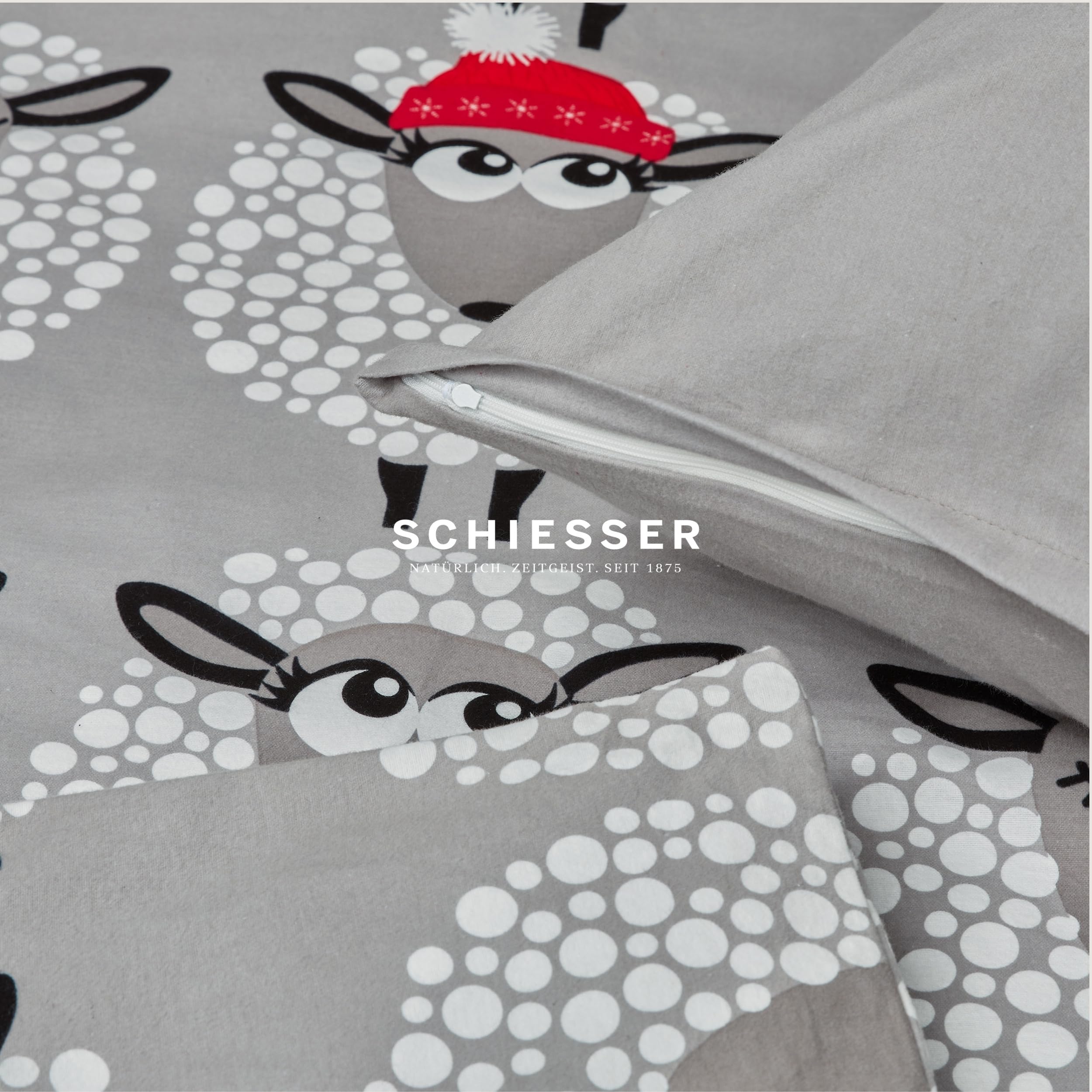 Schiesser Bettwäscheset Sippa - Feinbiber - 2-teilig - 135 x 200 cm - Grau