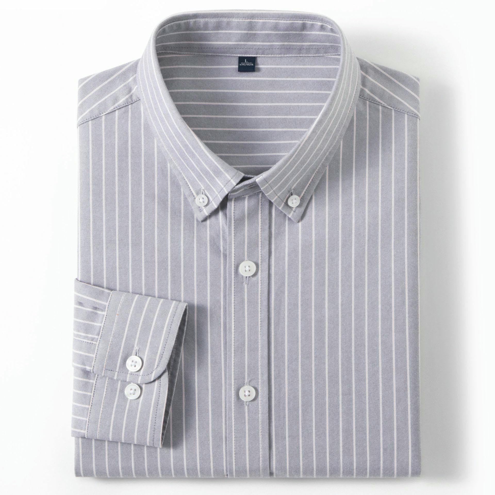 Camicia da uomo in cotone a maniche lunghe a righe verticali primavera autunno senza pieghe