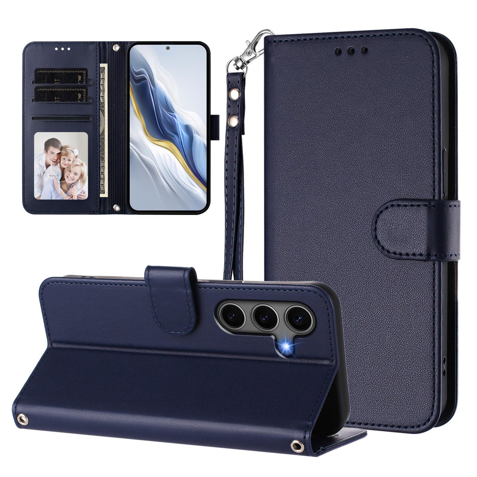 Generic Étui compatible avec Samsung Galaxy S20 Ultra (couleur : bleu foncé) Portefeuille en cuir uni de qualité supérieure avec fermeture magnétique