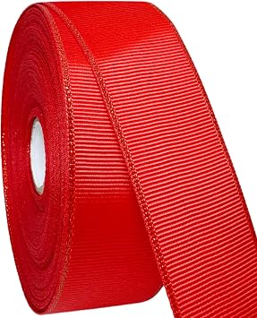 1 Inch Grosgrain Ribbon with Golden Weft Edges, 20 Yards