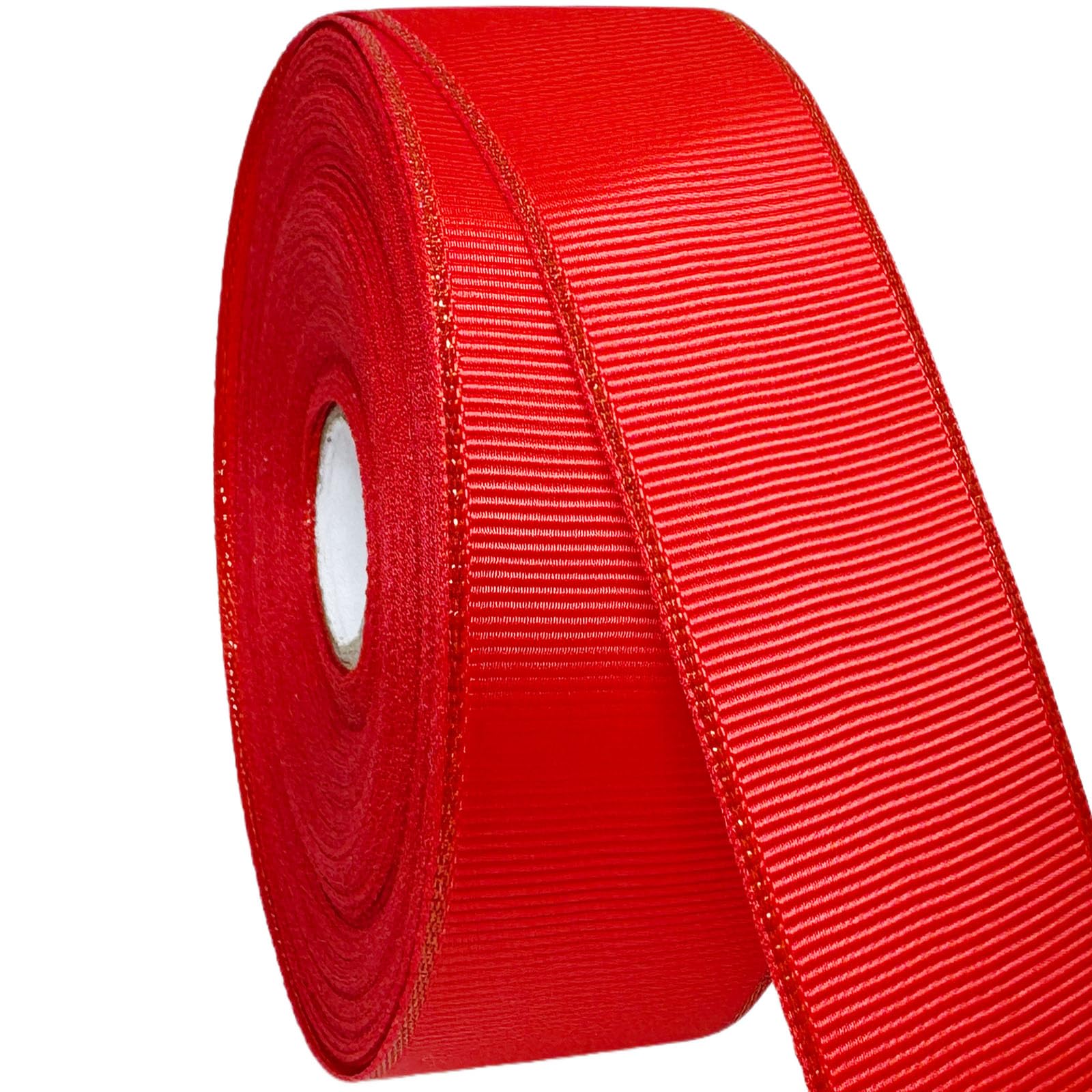 Cinta de grogrén AEVORA de 1 pulgada con bordes de trama dorados, 20 yardas, para manualidades, envoltura de regalos, decoración de bodas, lazos para el cabello, recuerdos de fiesta, arreglos florales, coronas, rojo 235
